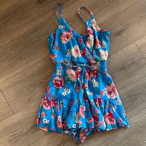 Floral Blue Romper